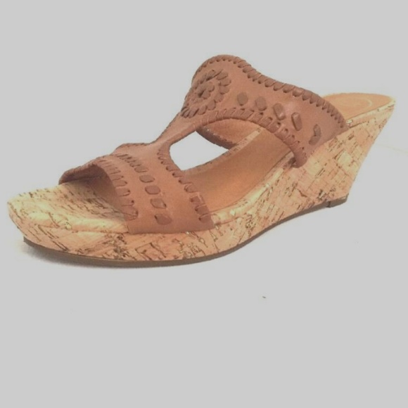 Jack Rogers Emilia Cognac Brown Wedge Size 8.5 - Picture 2 of 7
